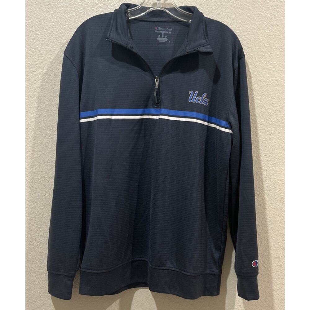 UCLA Men’s Quarter Zip Athletic Pull Over Navy Blue In Excellent Shape.